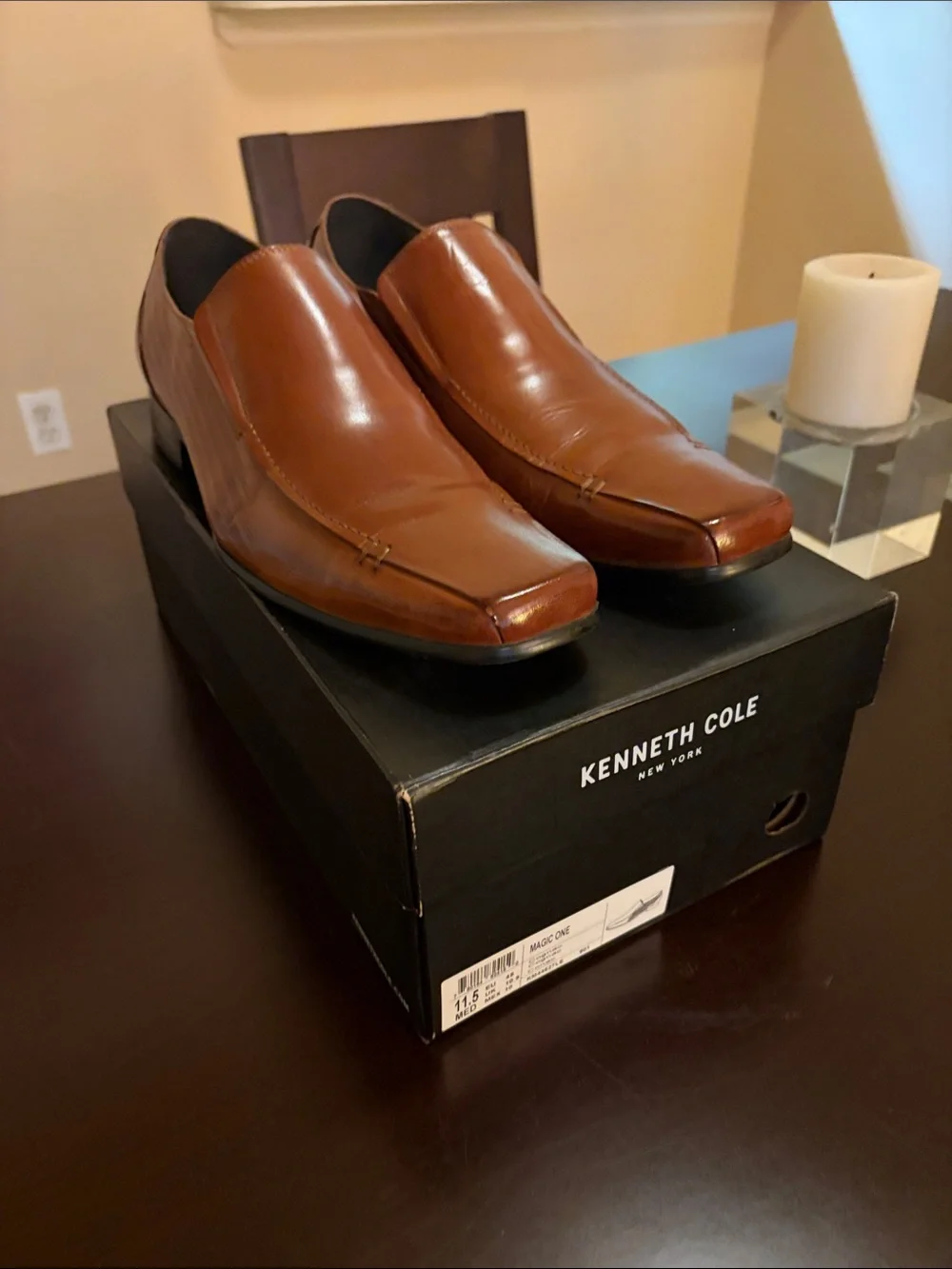 Kenneth Cole Men’s Slip-On Loafers in Brown Leather